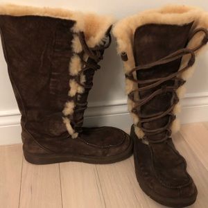 Ugg Women Lace Up Tall Boot Size 6 - Brown